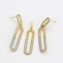 Charger l'image dans la galerie, 14 K Gold Plated exquisite pendant and earrings set with white zirconia