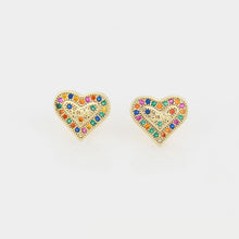 Load image into Gallery viewer, 14 K Gold Plated Love pendant and earrings set with multicoloured zirconia