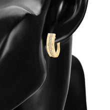 Load image into Gallery viewer, 14 K Gold Plated geometric pendant and earrings set with white zirconia