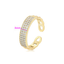 Cargar imagen en el visor de la galería, 14 K Gold Plated adjustable ring with white zirconia