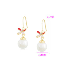 Load image into Gallery viewer, 14 K Gold Plated drop flower earrings with white pearl and zirconia