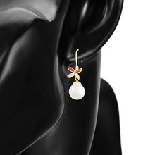Load image into Gallery viewer, 14 K Gold Plated drop flower earrings with white pearl and zirconia
