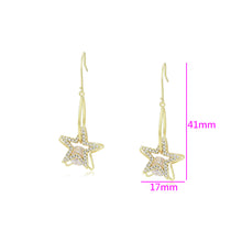 Load image into Gallery viewer, 14 K Gold Plated drop star earrings with white zirconia