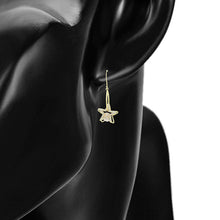 Load image into Gallery viewer, 14 K Gold Plated drop star earrings with white zirconia