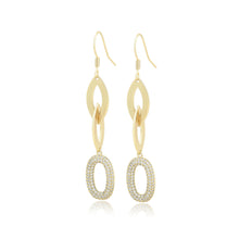 Cargar imagen en el visor de la galería, 14 K Gold Plated luxury oval drop earrings with white zirconia