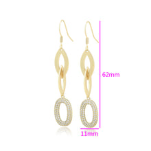 Cargar imagen en el visor de la galería, 14 K Gold Plated luxury oval drop earrings with white zirconia