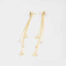 Cargar imagen en el visor de la galería, 14 K Gold Plated stars drop waterfall earrings with white zirconia