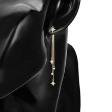 Cargar imagen en el visor de la galería, 14 K Gold Plated stars drop waterfall earrings with white zirconia