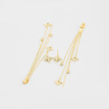 Cargar imagen en el visor de la galería, 14 K Gold Plated stars drop waterfall earrings with white zirconia