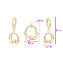 Load image into Gallery viewer, 14 K Gold Plated pendant and earrings set with white zirconia