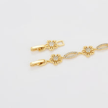 Load image into Gallery viewer, 14 K Gold Plated Exquisite Flower bracelet with white zirconia