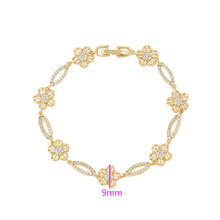 Load image into Gallery viewer, 14 K Gold Plated Exquisite Flower bracelet with white zirconia