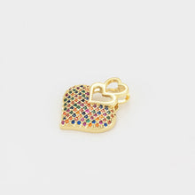 Load image into Gallery viewer, 14 K Gold Plated Love pendant and earrings set with multicoloured zirconia