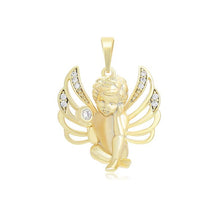 Charger l'image dans la galerie, 14 K Gold Plated cherub pendant with white zirconia