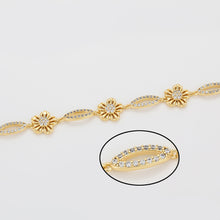Load image into Gallery viewer, 14 K Gold Plated Exquisite Flower bracelet with white zirconia