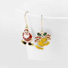 Load image into Gallery viewer, 14 K Gold Plated Christmas earrings with white zirconia