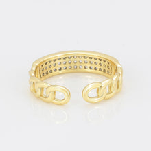 Cargar imagen en el visor de la galería, 14 K Gold Plated adjustable ring with white zirconia