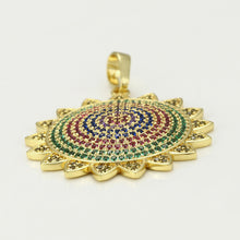Charger l'image dans la galerie, 14 K Gold Plated sun pendant with coloured zirconia