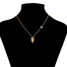 Load image into Gallery viewer, 14 K Gold Plated Christmas necklace and earrings set with white zirconia