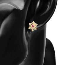 Load image into Gallery viewer, 14 K Gold Plated Christmas necklace and earrings set with white zirconia