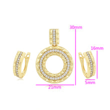 Load image into Gallery viewer, 14 K Gold Plated geometric pendant and earrings set with white zirconia