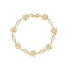 Load image into Gallery viewer, 14 K Gold Plated Exquisite Flower bracelet with white zirconia