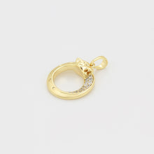 Load image into Gallery viewer, 14 K Gold Plated jaguar pendant and earrings set with white zirconia