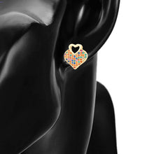 Load image into Gallery viewer, 14 K Gold Plated Love pendant and earrings set with multicoloured zirconia