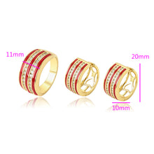Load image into Gallery viewer, 14 K Gold Plated ring and earrings set with white zirconia