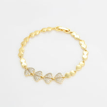Load image into Gallery viewer, 14 K Gold Plated fashion love bracelet with white zirconia