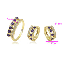 Load image into Gallery viewer, 14 K Gold Plated ring and earrings set with white zirconia