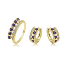 Load image into Gallery viewer, 14 K Gold Plated ring and earrings set with white zirconia