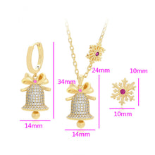 Load image into Gallery viewer, 14 K Gold Plated Christmas necklace and earrings set with white zirconia