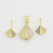 Cargar imagen en el visor de la galería, 14 K Gold Plated pendant and earrings set with white zirconia