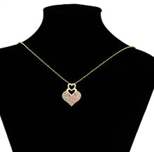 Load image into Gallery viewer, 14 K Gold Plated Love pendant and earrings set with multicoloured zirconia