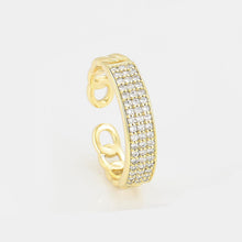 Cargar imagen en el visor de la galería, 14 K Gold Plated adjustable ring with white zirconia