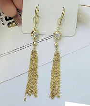 Charger l'image dans la galerie, 14K Gold Plated waterfall drop earrings with white zirconia