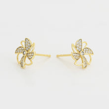 Load image into Gallery viewer, 14 K Gold Plated lucky earrings with white zirconia