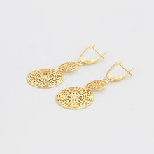 Cargar imagen en el visor de la galería, 14 K Gold Plated Greek KEY earrings with white zirconium