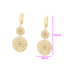 Cargar imagen en el visor de la galería, 14 K Gold Plated Greek KEY earrings with white zirconium