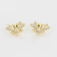 Charger l'image dans la galerie, gold_plated_queen_bee_earrings_zirconia