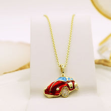 Load image into Gallery viewer, 14 K Gold Plated car pendant with white zirconia
