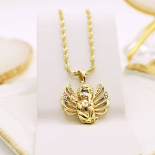 Charger l'image dans la galerie, 14 K Gold Plated cherub pendant with white zirconia