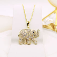Load image into Gallery viewer, 14 K Gold Plated Elephant pendant with white zirconia