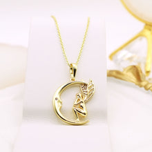 Load image into Gallery viewer, 14 K Gold Plated Moon Fairy pendant with white zirconia
