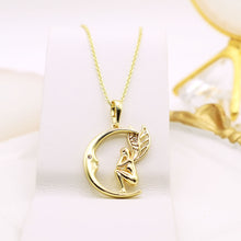 Charger l'image dans la galerie, 14 K Gold Plated Moon Fairy pendant with white zirconia