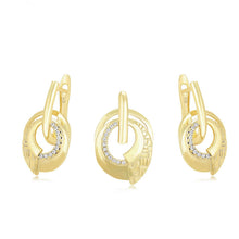 Load image into Gallery viewer, 14 K Gold Plated pendant and earrings set with white zirconia