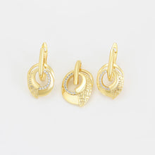 Load image into Gallery viewer, 14 K Gold Plated pendant and earrings set with white zirconia