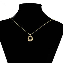 Load image into Gallery viewer, 14 K Gold Plated pendant and earrings set with white zirconia