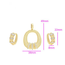 Load image into Gallery viewer, 14 K Gold Plated pendant and earrings set with white zirconia